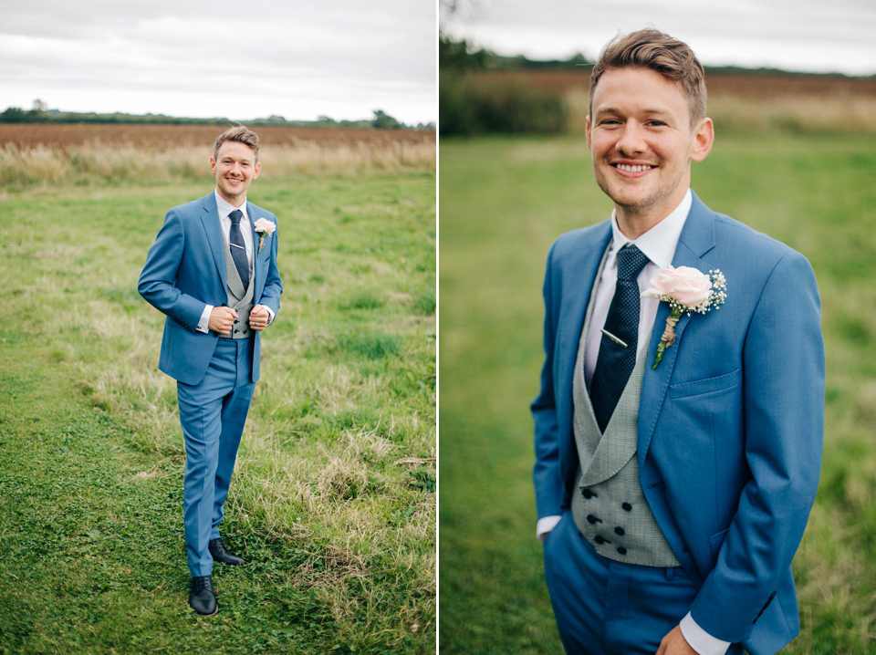 Bride Melanie wears the 'fleur' gown by Naomi Neoh for her Cripps Barn wedding. Her bridesmaids are most pretty in soft pink by 'For Her & For Him'. Images by M&J Photography.