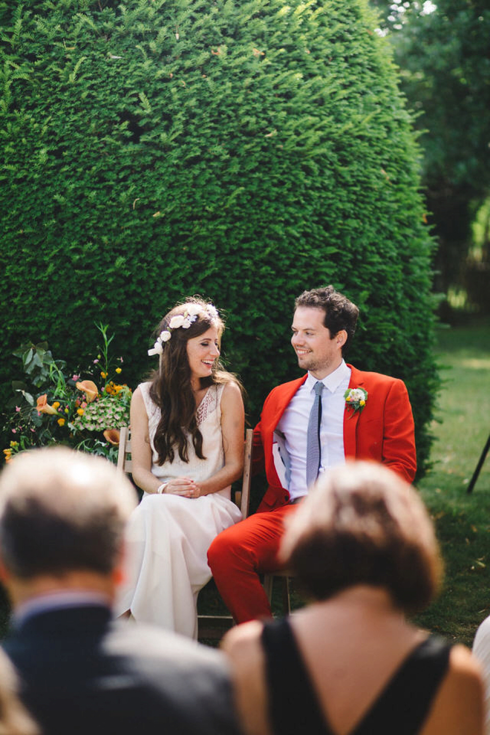 Emmanuelle wore a dress she designed herself for her chic and boho-luxe style French Chateau wedding. Photography by Joseph Hall.