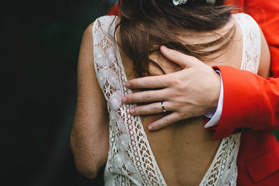 Emmanuelle wore a dress she designed herself for her chic and boho-luxe style French Chateau wedding. Photography by Joseph Hall.