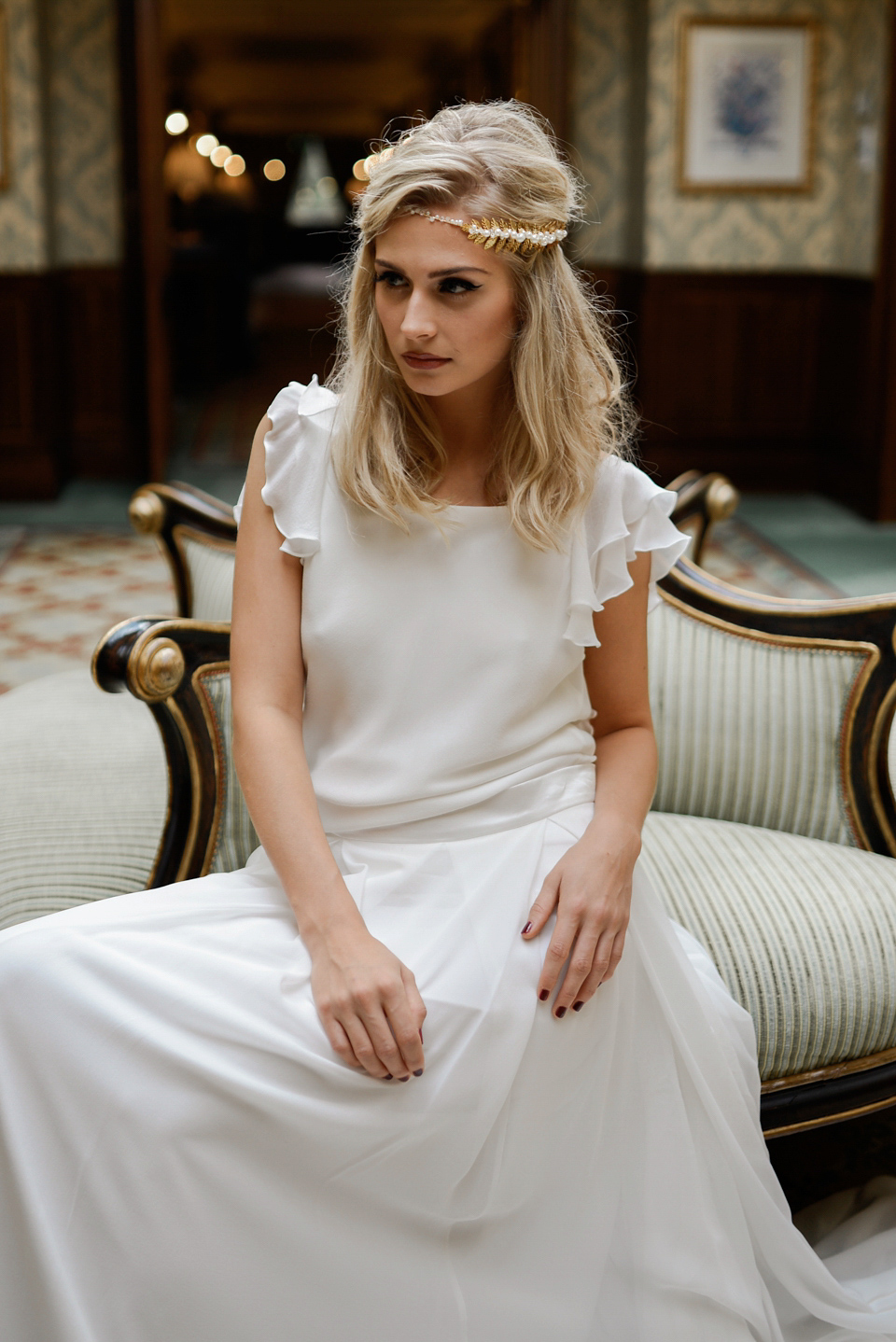 A bridal fashion shoot celebrating the bohemian bride and working with deep, dark shades of winter glamour. Photograph by Tara Florence.