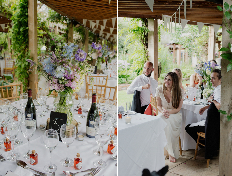 Bride Alex wore a Hermione de Paula gown for her modern, quirky wedding at Maunsel House in Somerset. Photography by Karolina of Hearts on Fire.