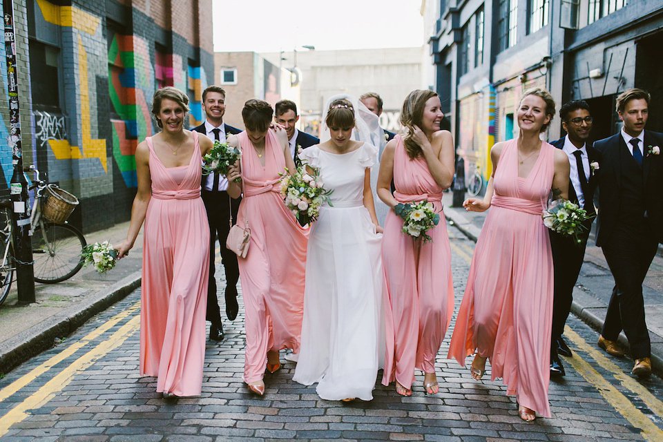 Bride Carly wears a Belle & Bunty gown for her cool East London wedding at the ACE hotel, Shoreditch. Photography by Alain M.