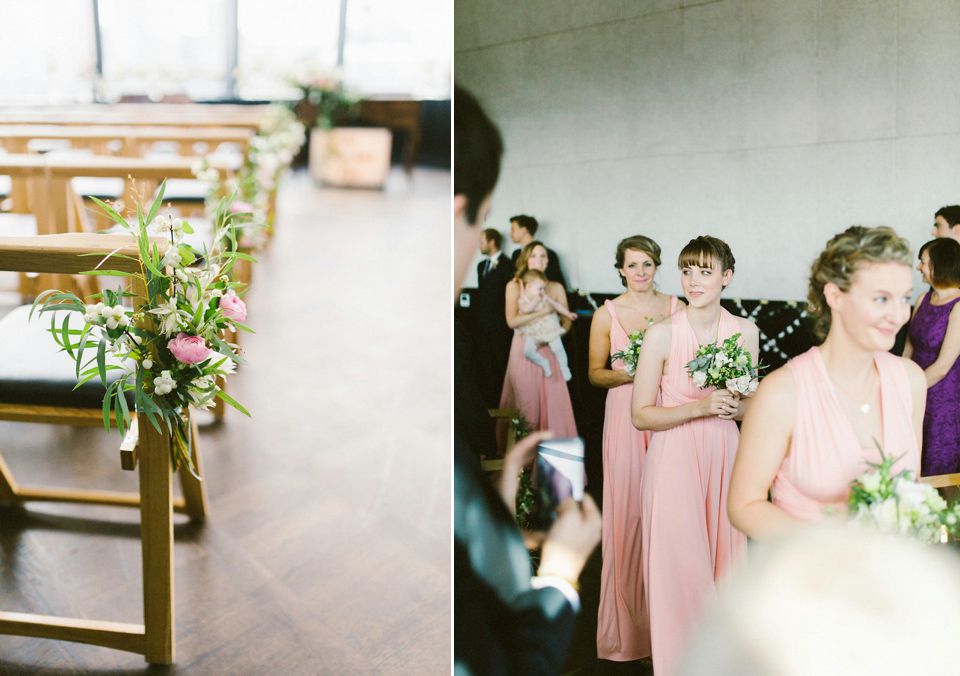 Bride Carly wears a Belle & Bunty gown for her cool East London wedding at the ACE hotel, Shoreditch. Photography by Alain M.