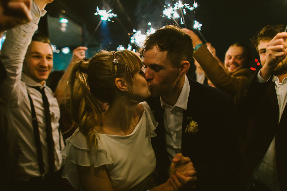 Bride Carly wears a Belle & Bunty gown for her cool East London wedding at the ACE hotel, Shoreditch. Photography by Alain M.