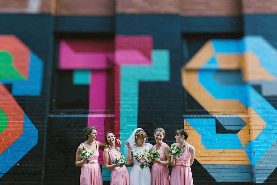 Bride Carly wears a Belle & Bunty gown for her cool East London wedding at the ACE hotel, Shoreditch. Photography by Alain M.