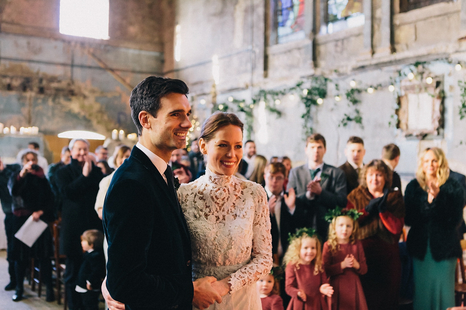 A blue velvet wedding held at The Asylum in Caroline Gardens, Peckham. Photography by Eclection Photography.