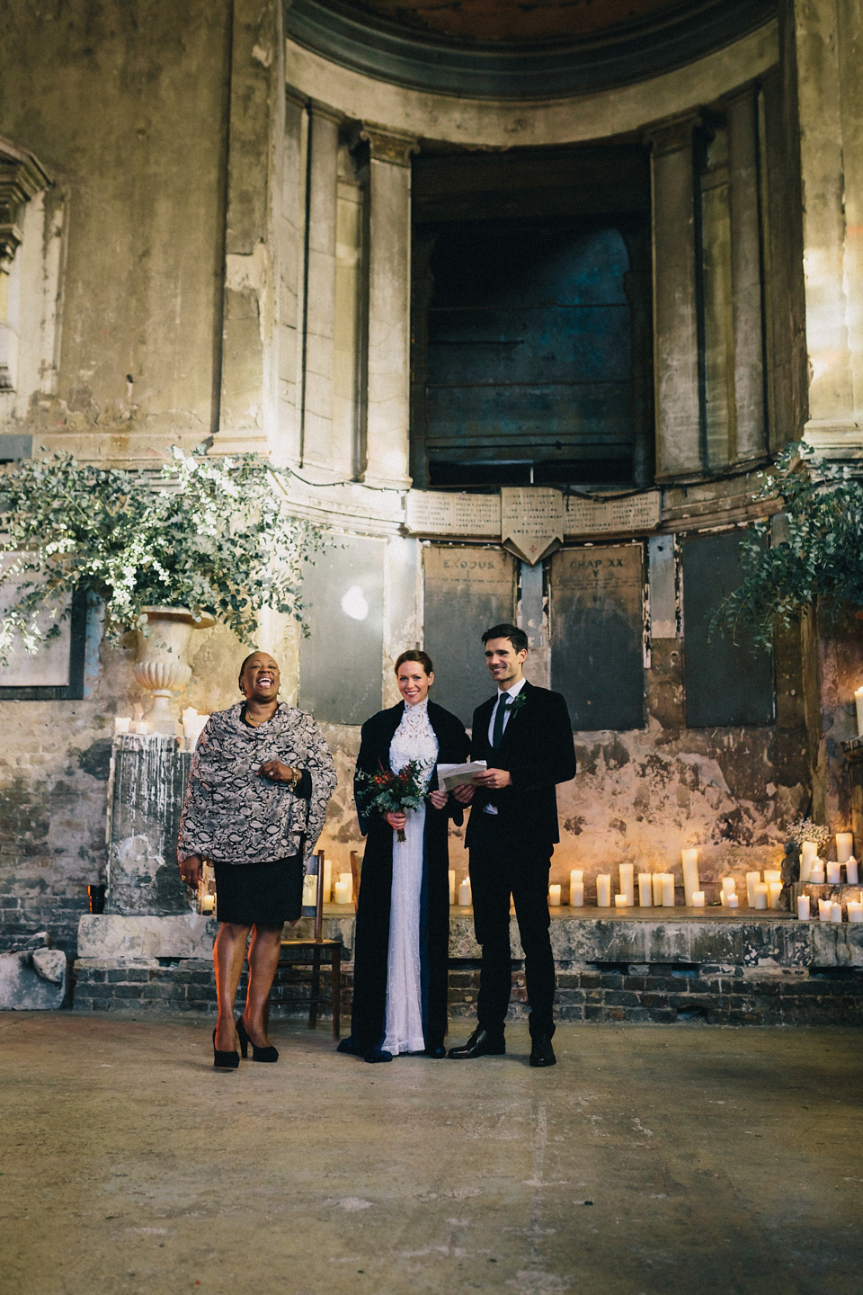 A blue velvet wedding held at The Asylum in Caroline Gardens, Peckham. Photography by Eclection Photography.