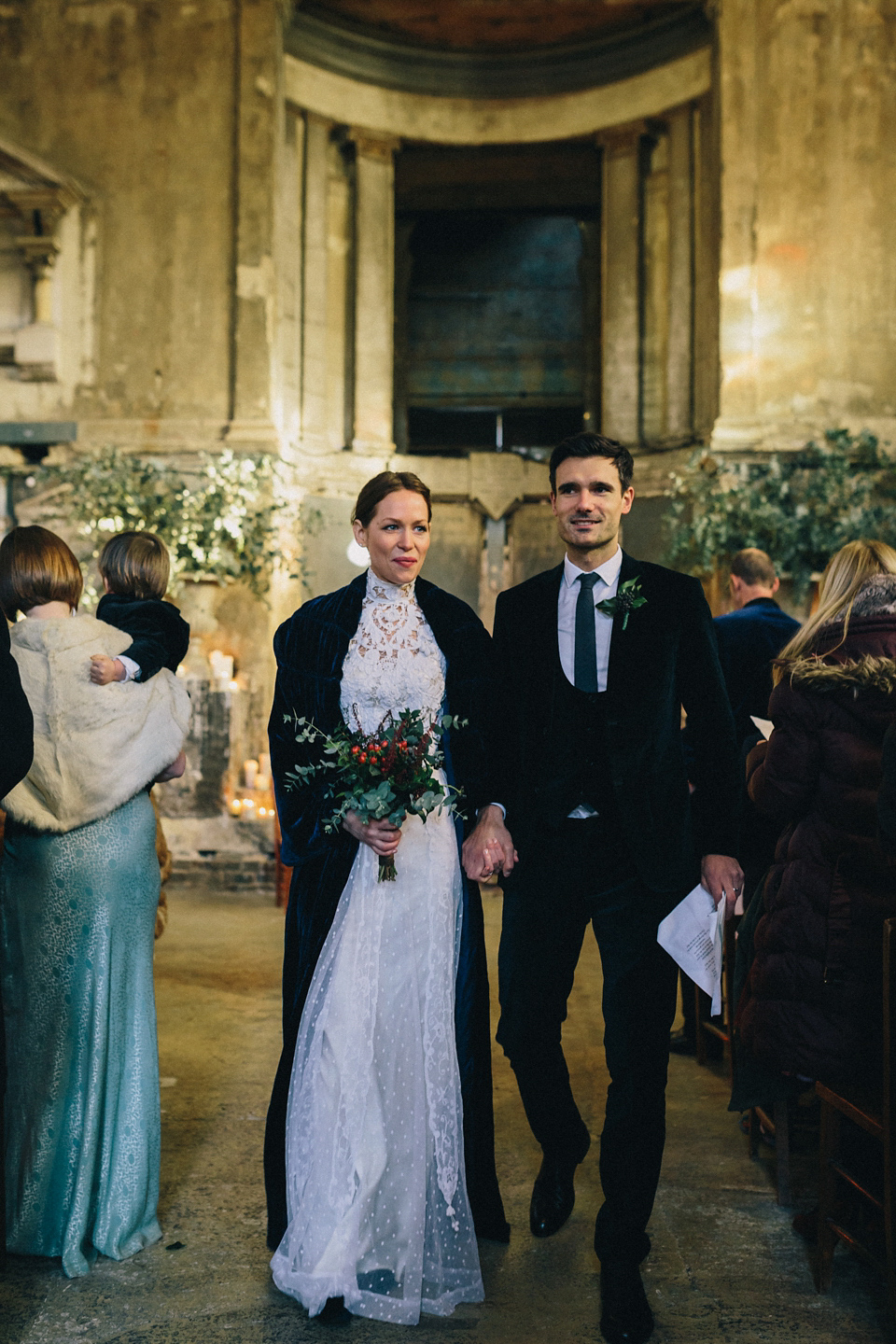 A blue velvet wedding held at The Asylum in Caroline Gardens, Peckham. Photography by Eclection Photography.