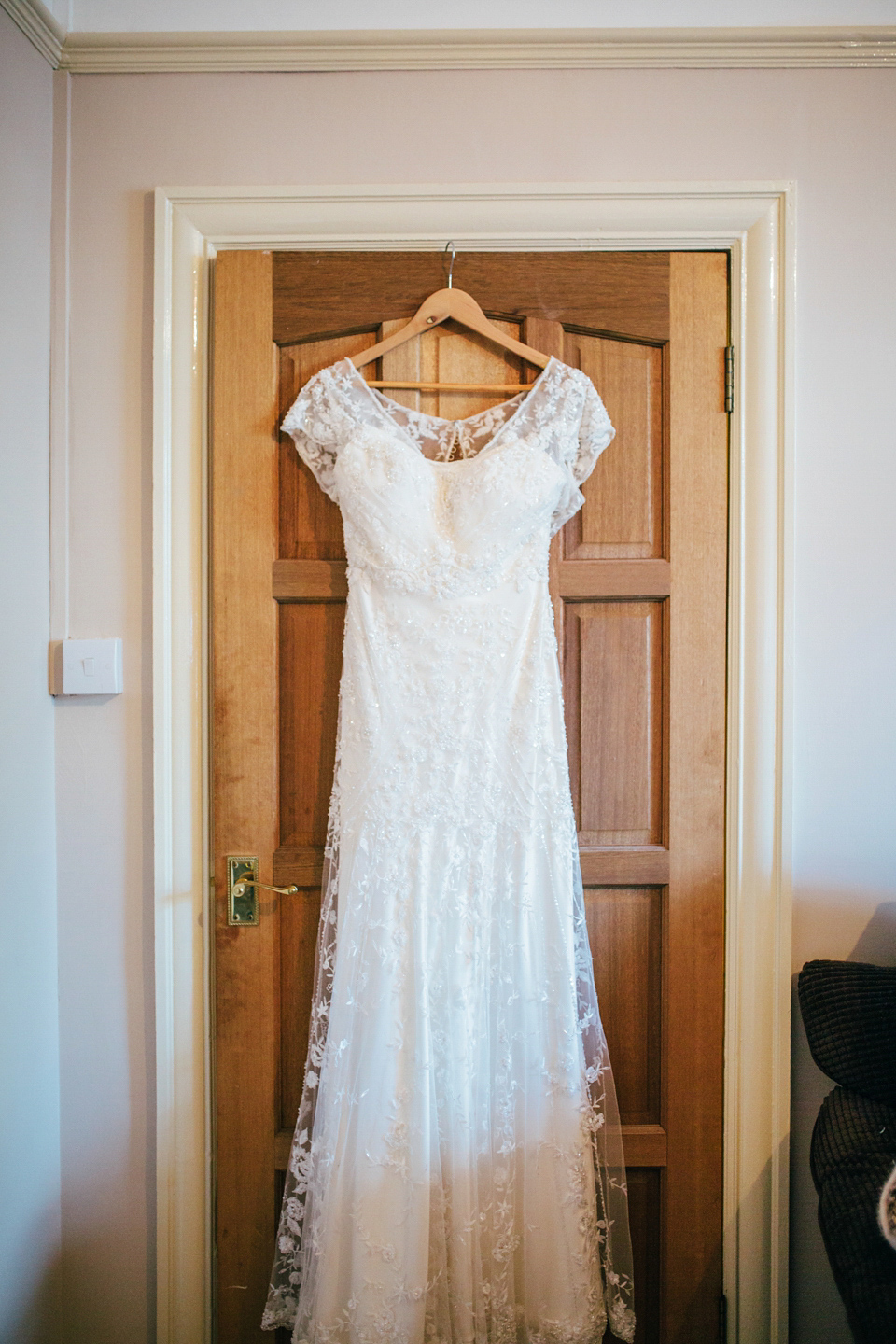 Bride Sam wore a Maggie Sottero gown for her romantic Suffolk country pub wedding. Photography by Emily Tyler.