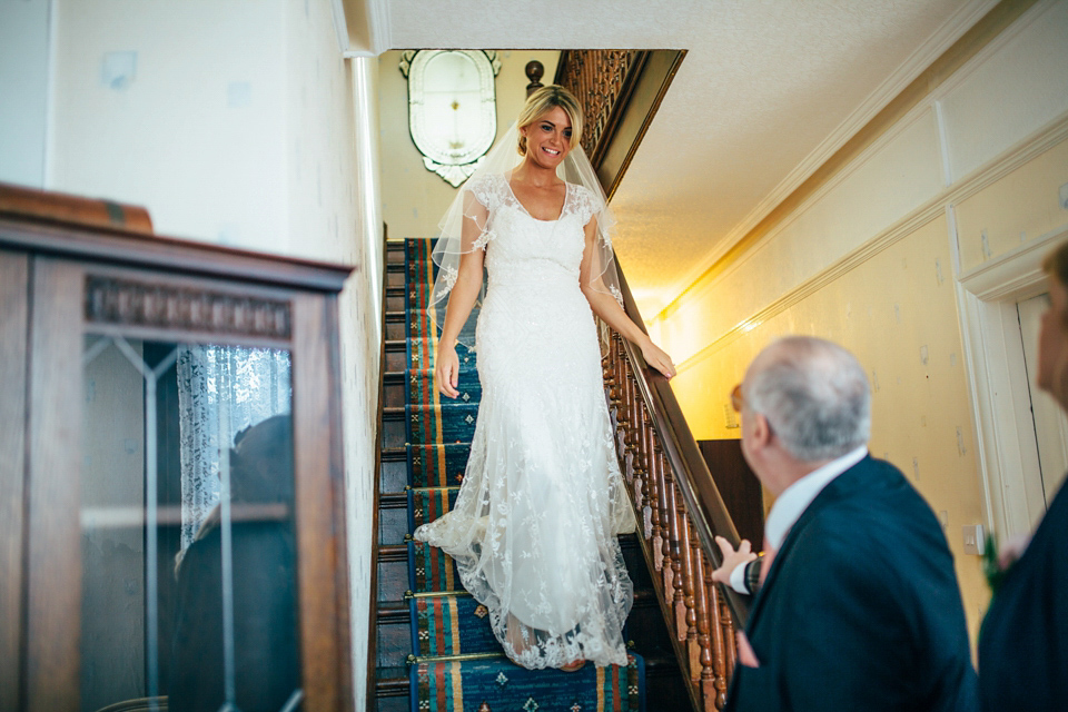 Bride Sam wore a Maggie Sottero gown for her romantic Suffolk country pub wedding. Photography by Emily Tyler.