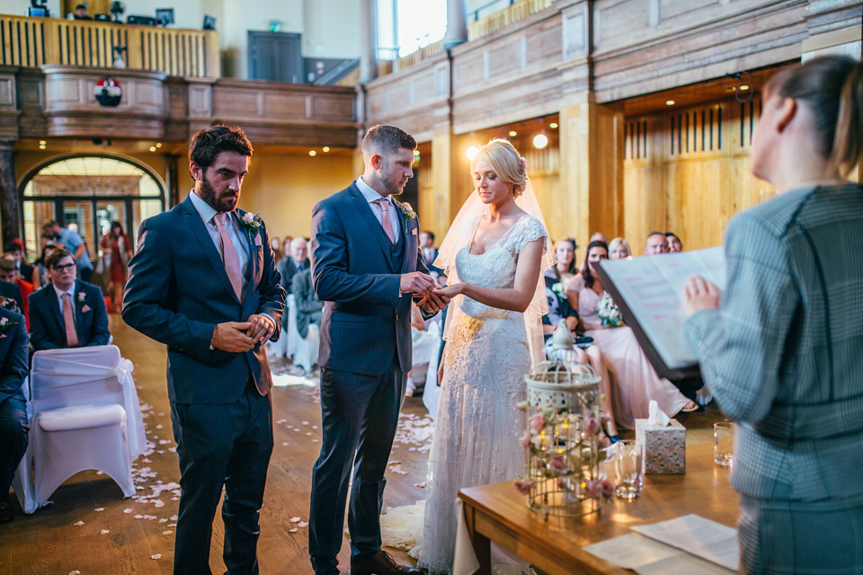 Bride Sam wore a Maggie Sottero gown for her romantic Suffolk country pub wedding. Photography by Emily Tyler.