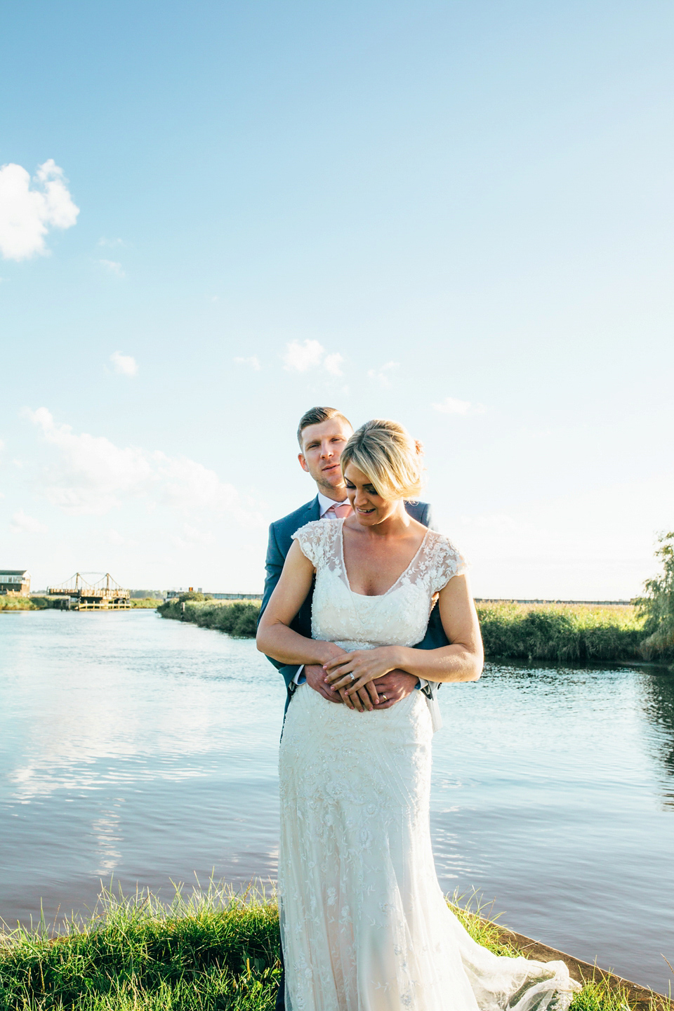 Bride Sam wore a Maggie Sottero gown for her romantic Suffolk country pub wedding. Photography by Emily Tyler.