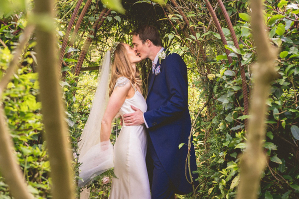 A Slinky Silk Dress for a Pale Blue and Handmade English Country Garden Wedding