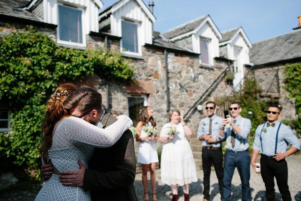 Bride India wears a 1970's inspired gown by Rowanjoy for her Icelandic inspired bohemian and free spirited wedding at Monachyle Mhor in Scotland. Photography by Caro Weiss. Bride India wears a 1970's inspired gown by Rowanjoy for her Icelandic inspired bohemian and free spirited wedding at Monachyle Mhor in Scotland. Photography by Caro Weiss.