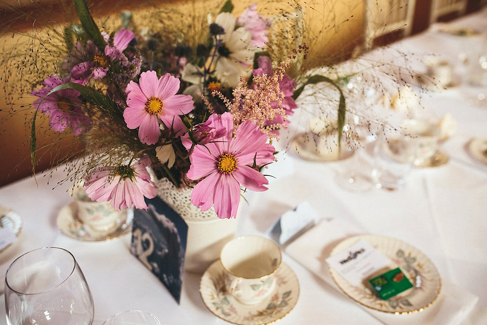 Bride Helen wears a Monsoon wedding dress for her quirky, cloud inspired English garden party wedding. Photography by Red on Blonde.