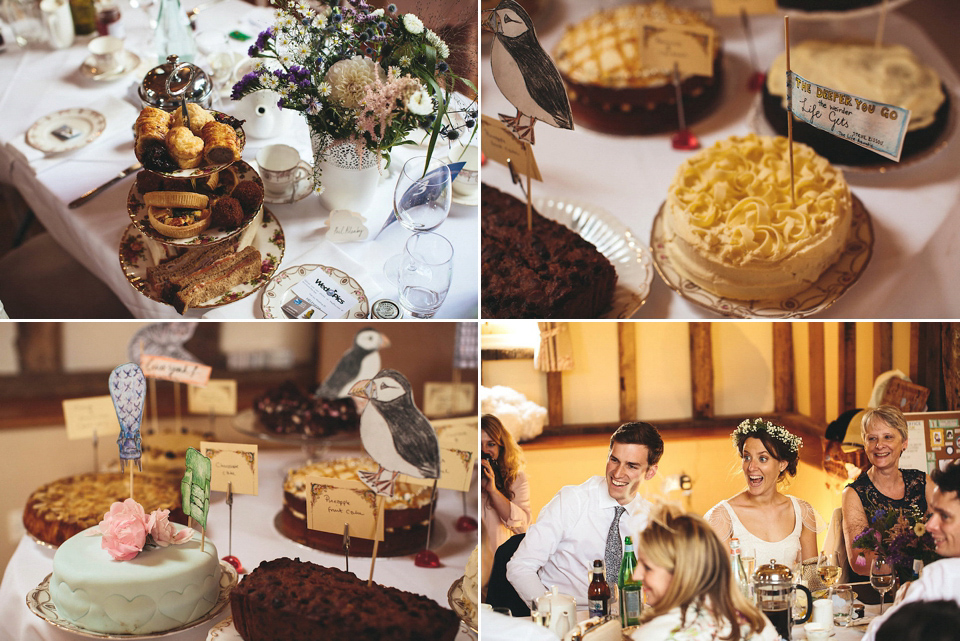 Bride Helen wears a Monsoon wedding dress for her quirky, cloud inspired English garden party wedding. Photography by Red on Blonde.