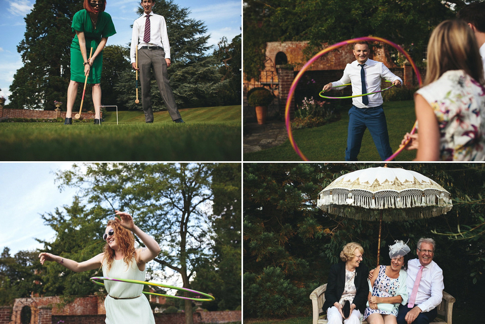 Bride Helen wears a Monsoon wedding dress for her quirky, cloud inspired English garden party wedding. Photography by Red on Blonde.