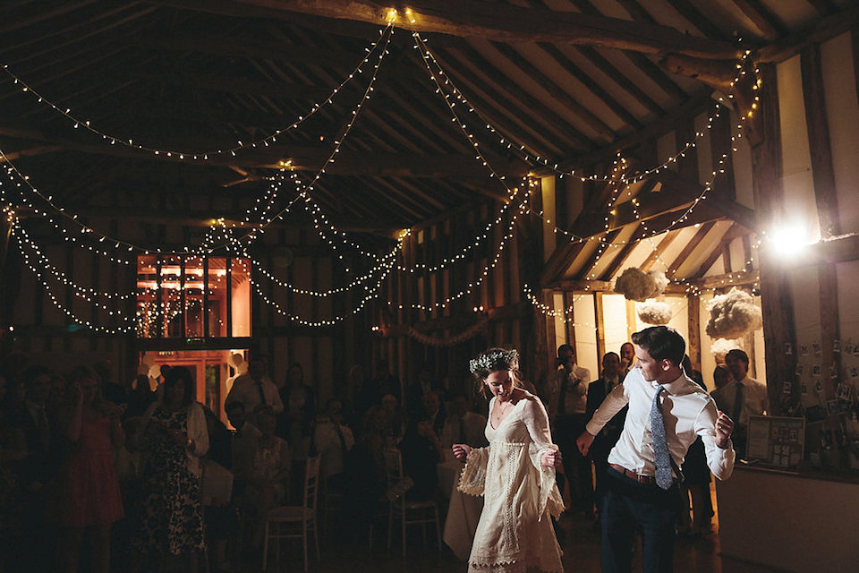 Bride Helen wears a Monsoon wedding dress for her quirky, cloud inspired English garden party wedding. Photography by Red on Blonde.