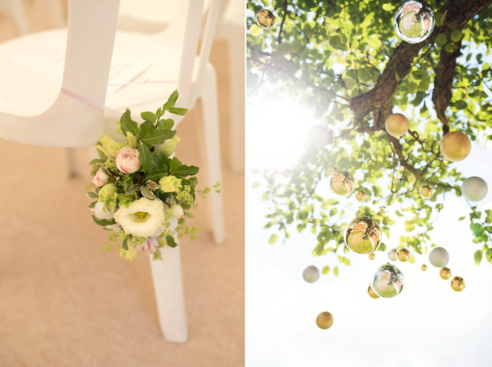 Bride Rosanna wore a Jesus Peiro gown from Miss Bush Bridal in Surrey for her glamorous and romantic English country garden wedding. Photography by Juliet McKee.