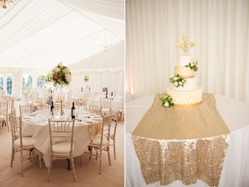 Bride Rosanna wore a Jesus Peiro gown from Miss Bush Bridal in Surrey for her glamorous and romantic English country garden wedding. Photography by Juliet McKee.