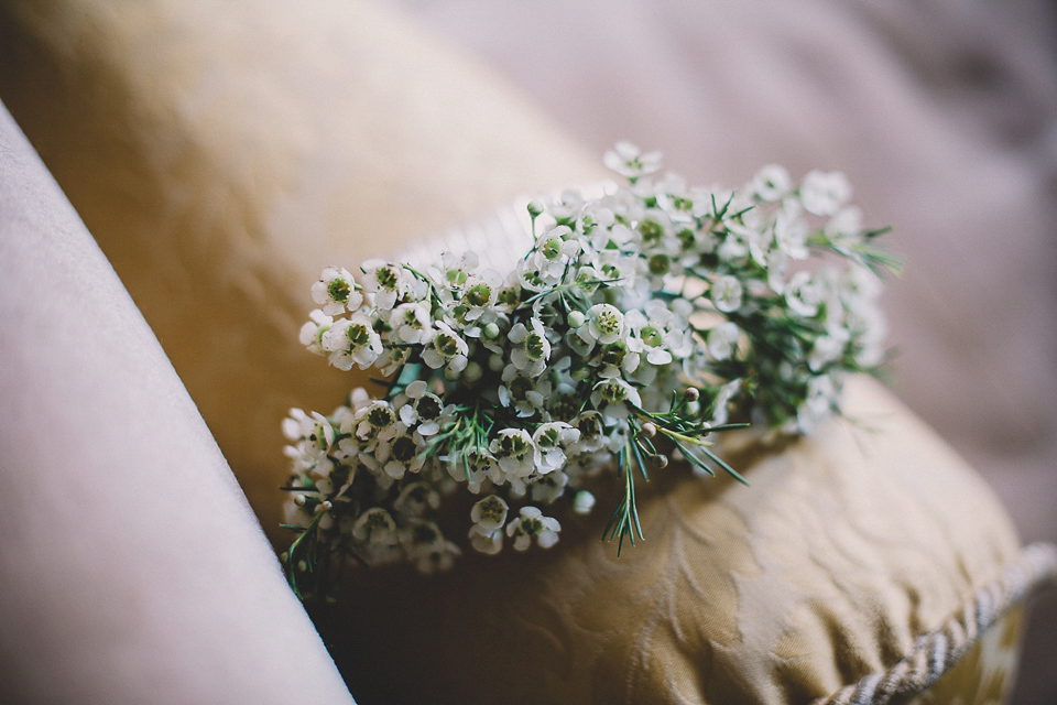 Bride Anna wears Dentelle by Jenny Packham for her Elmore Court wedding. Photography by Eve Dunlop.