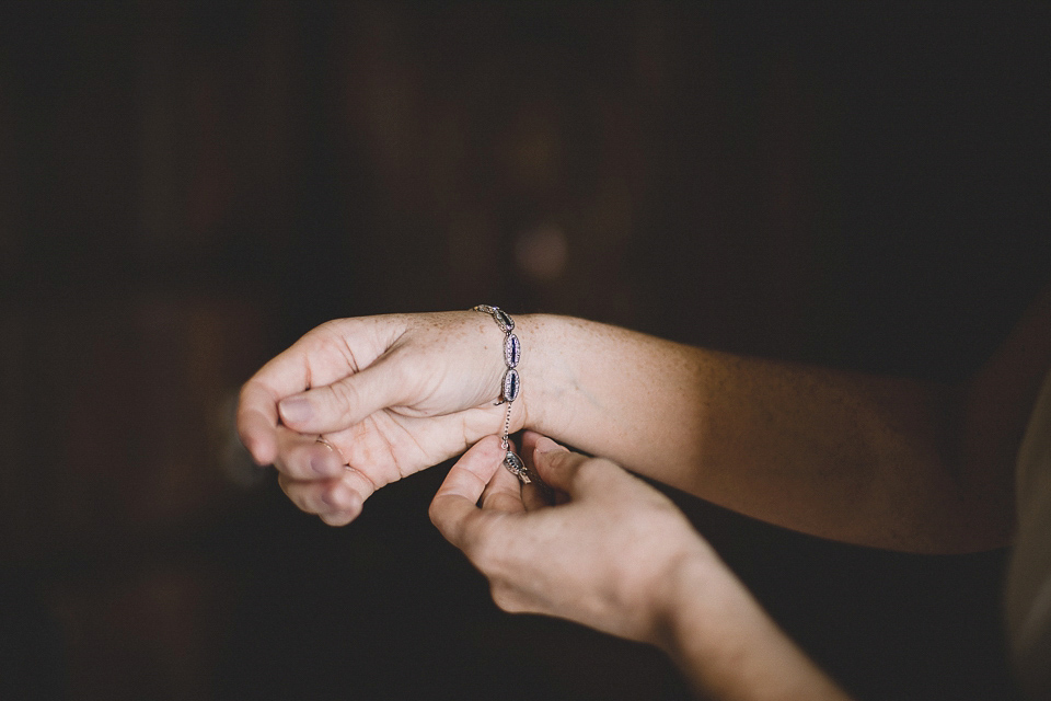 Bride Anna wears Dentelle by Jenny Packham for her Elmore Court wedding. Photography by Eve Dunlop.