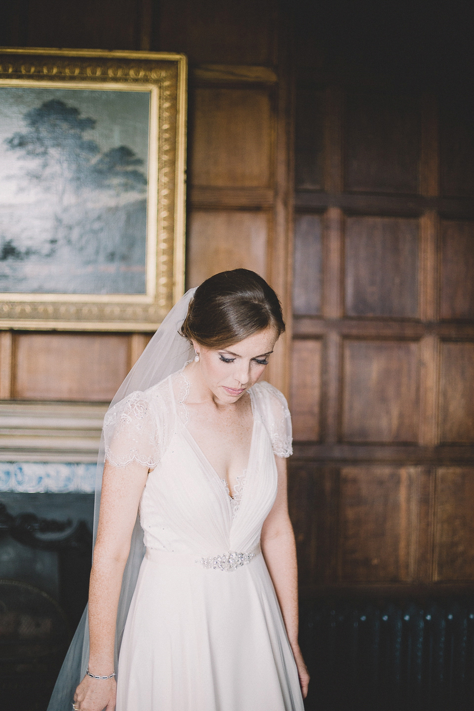 Bride Anna wears Dentelle by Jenny Packham for her Elmore Court wedding. Photography by Eve Dunlop.