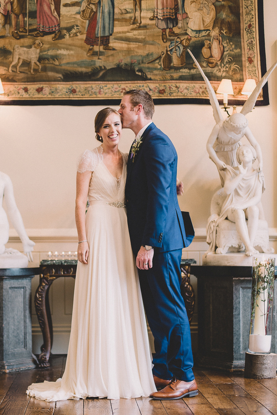 Bride Anna wears Dentelle by Jenny Packham for her Elmore Court wedding. Photography by Eve Dunlop.