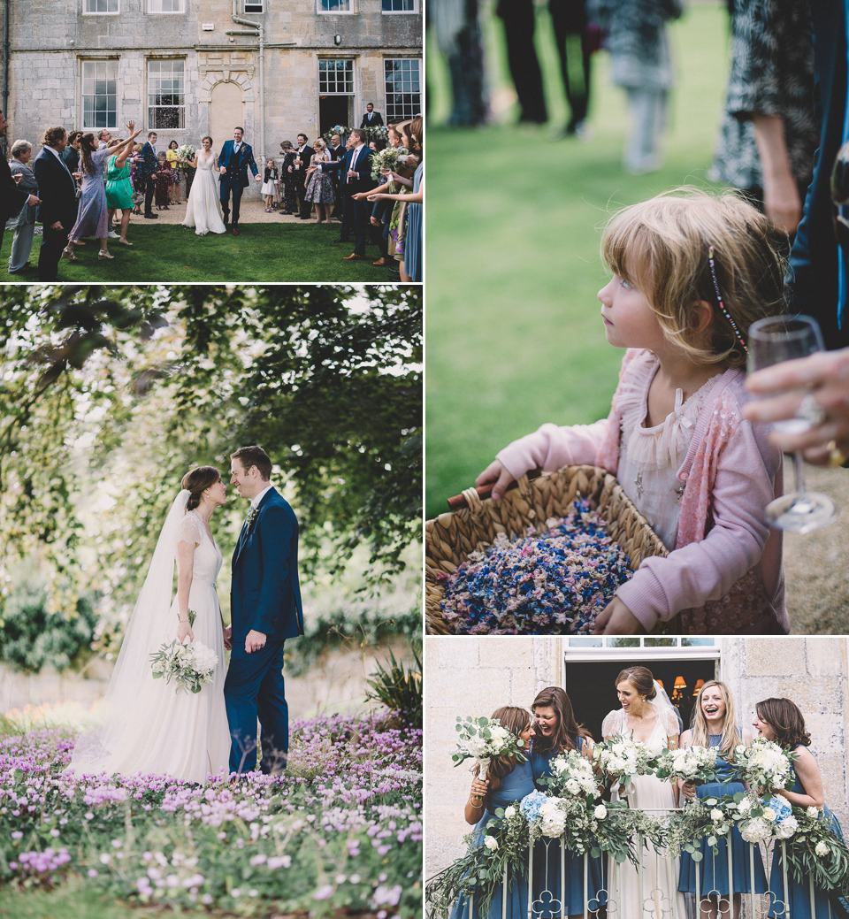 Bride Anna wears Dentelle by Jenny Packham for her Elmore Court wedding. Photography by Eve Dunlop.