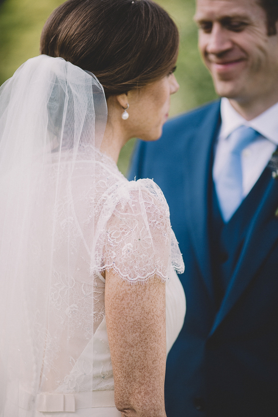 Bride Anna wears Dentelle by Jenny Packham for her Elmore Court wedding. Photography by Eve Dunlop.