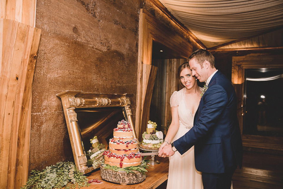 Bride Anna wears Dentelle by Jenny Packham for her Elmore Court wedding. Photography by Eve Dunlop.