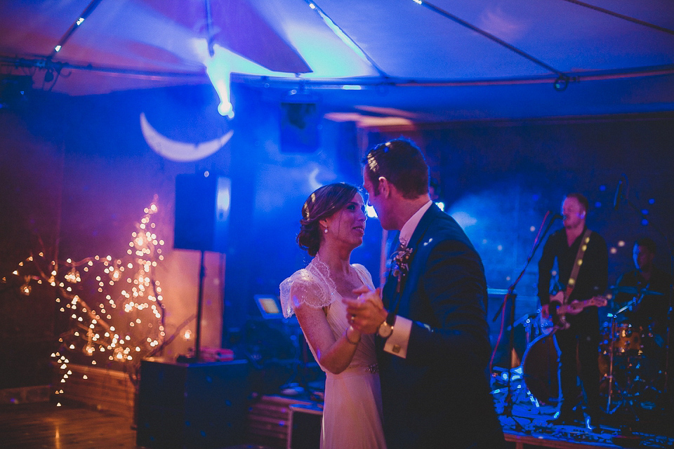 Bride Anna wears Dentelle by Jenny Packham for her Elmore Court wedding. Photography by Eve Dunlop.