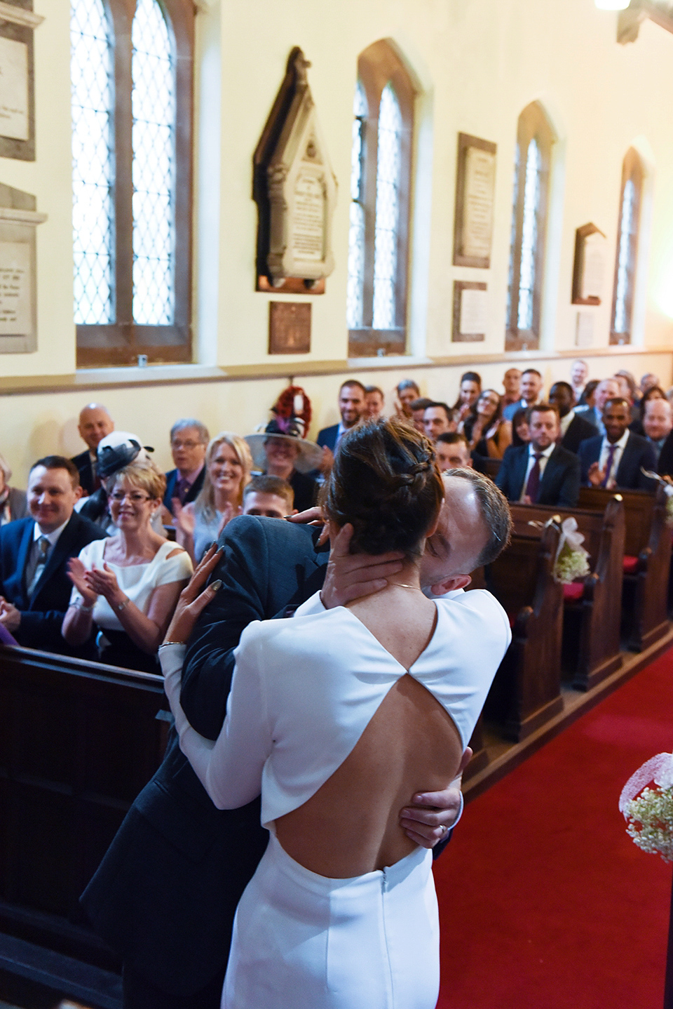 Bride Rach wore a long sleeved Stella McCartney gown for her Styal Lodge wedding.