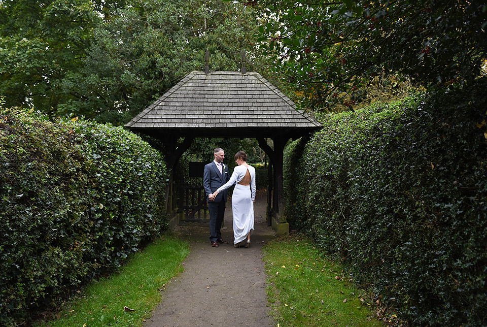 Bride Rach wore a long sleeved Stella McCartney gown for her Styal Lodge wedding.