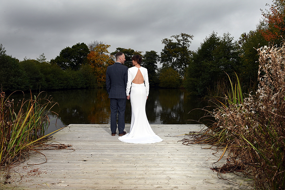 Bride Rach wore a long sleeved Stella McCartney gown for her Styal Lodge wedding.