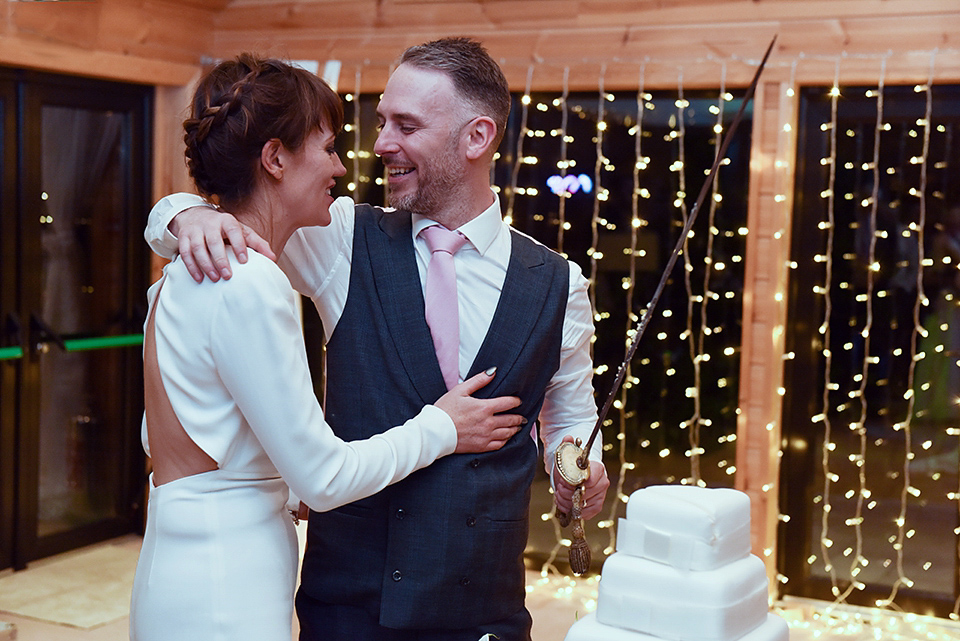 Bride Rach wore a long sleeved Stella McCartney gown for her Styal Lodge wedding.