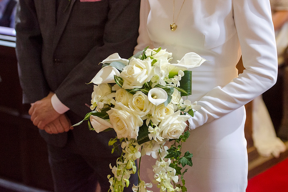 Bride Rach wore a long sleeved Stella McCartney gown for her Styal Lodge wedding.