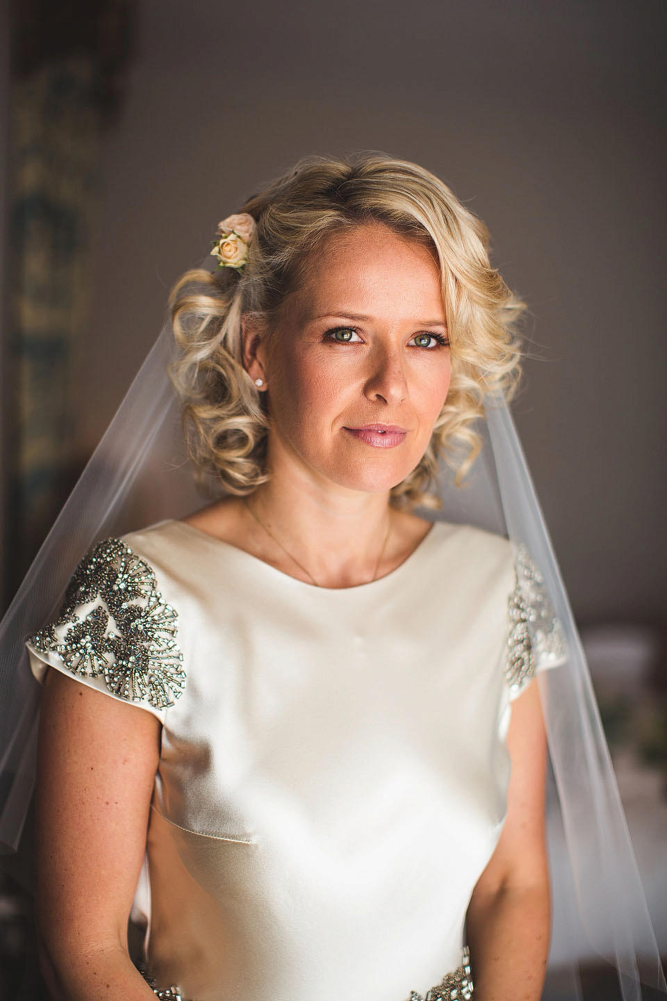 Bride becky wore a Johanna Johnson gown (Australian designer) for her Newton Hall wedding in Northumberland. Images by S6 Photography.