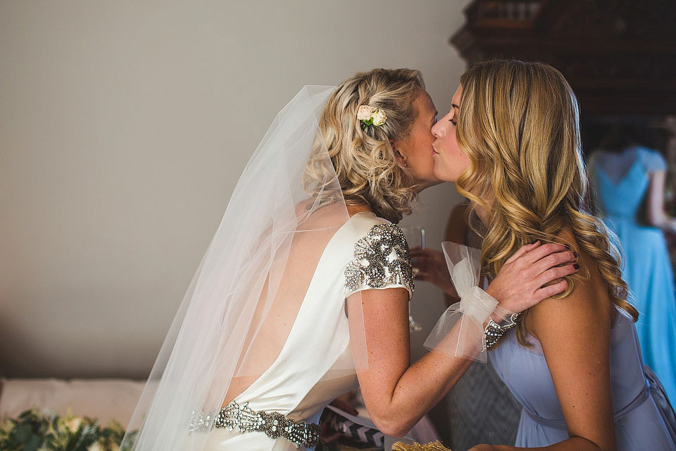 Bride becky wore a Johanna Johnson gown (Australian designer) for her Newton Hall wedding in Northumberland. Images by S6 Photography.