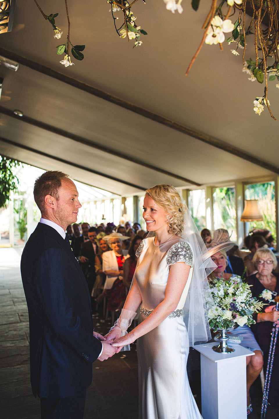 Bride becky wore a Johanna Johnson gown (Australian designer) for her Newton Hall wedding in Northumberland. Images by S6 Photography.