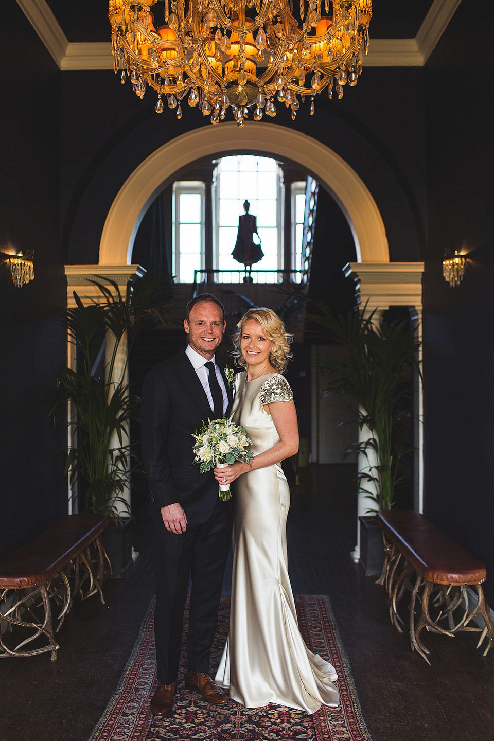 Bride becky wore a Johanna Johnson gown (Australian designer) for her Newton Hall wedding in Northumberland. Images by S6 Photography.