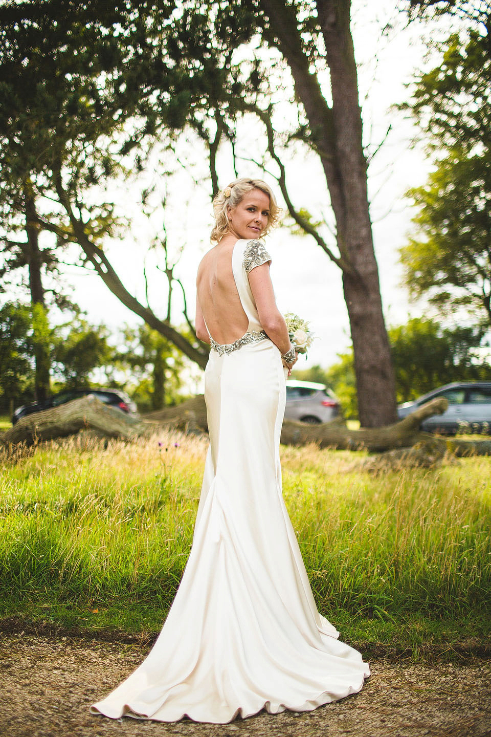 Bride becky wore a Johanna Johnson gown (Australian designer) for her Newton Hall wedding in Northumberland. Images by S6 Photography.