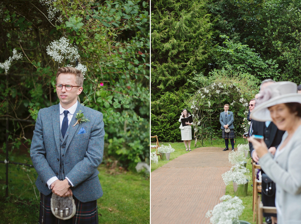 Bride Amy wears a Belle & Bunty Gown for her pretty rustic wedding with 1000 paper cranes. She and her husband David met via the Guardian Soulmates online dating site.