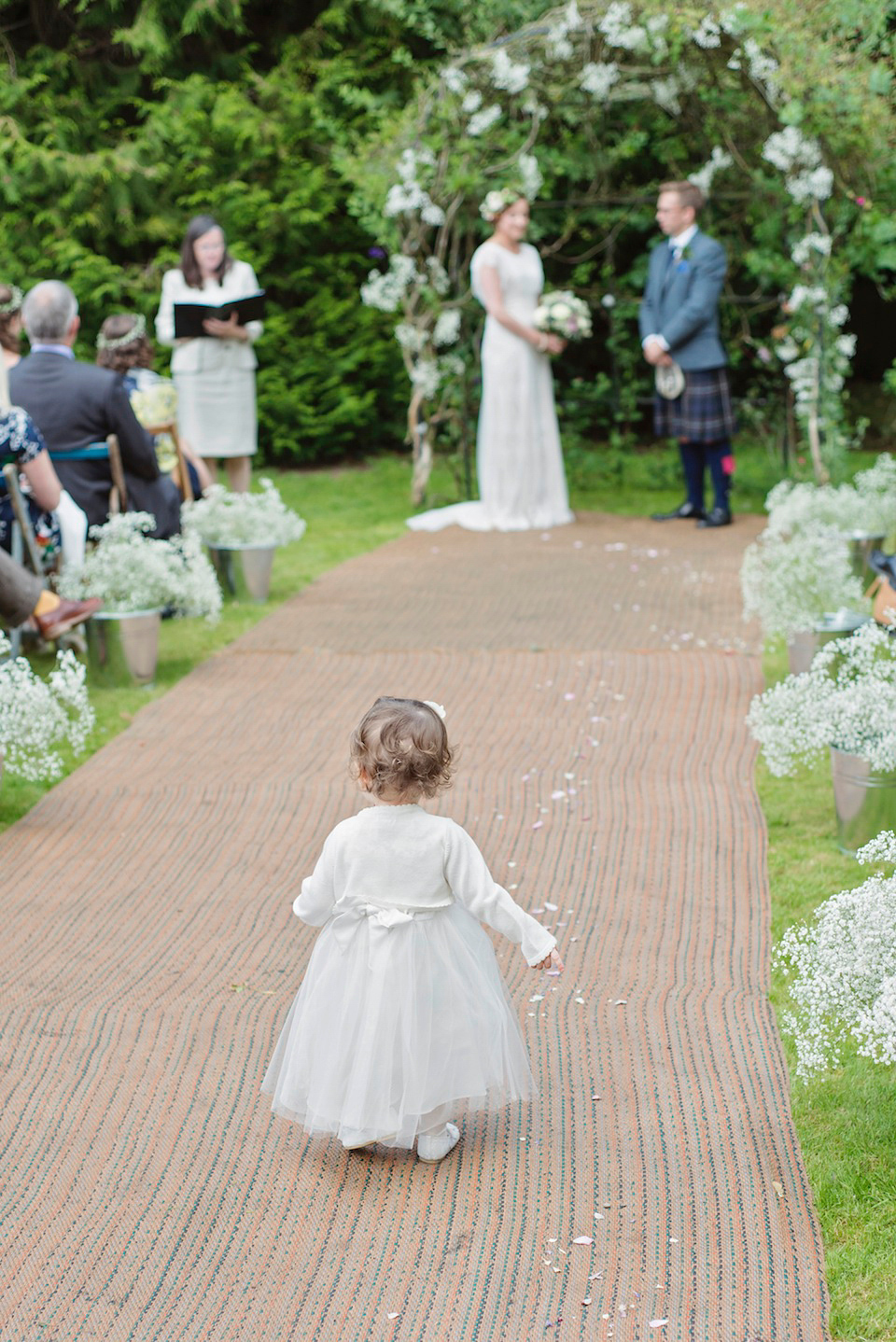 Bride Amy wears a Belle & Bunty Gown for her pretty rustic wedding with 1000 paper cranes. She and her husband David met via the Guardian Soulmates online dating site.