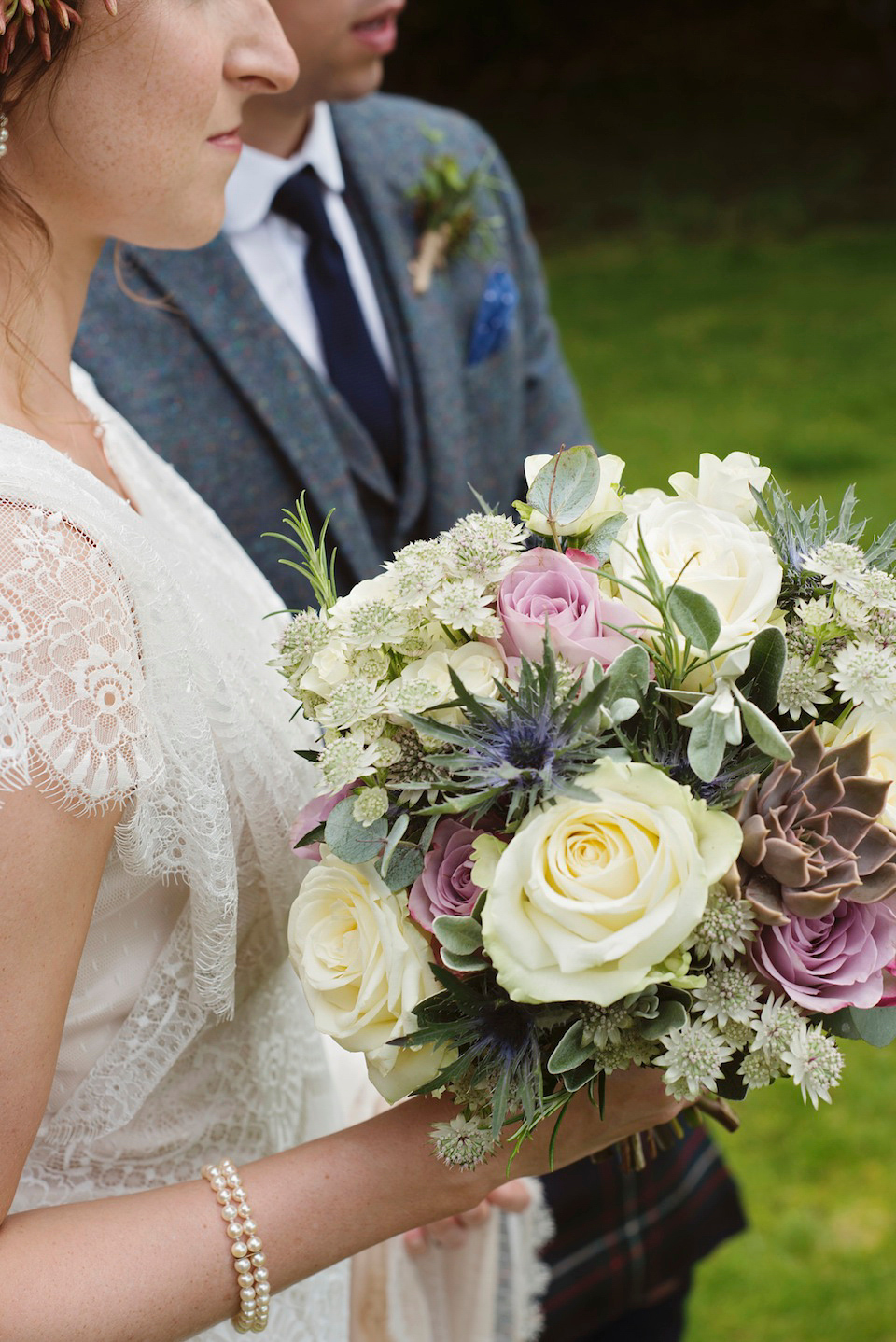 Bride Amy wears a Belle & Bunty Gown for her pretty rustic wedding with 1000 paper cranes. She and her husband David met via the Guardian Soulmates online dating site.