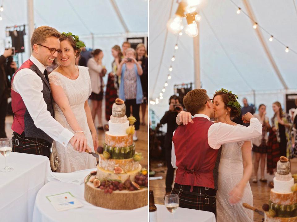 Bride Amy wears a Belle & Bunty Gown for her pretty rustic wedding with 1000 paper cranes. She and her husband David met via the Guardian Soulmates online dating site.