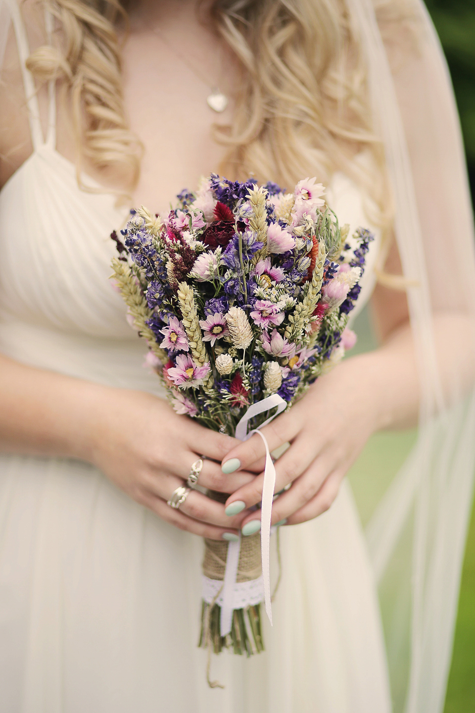 A boho bride and her woodland inspired wedding at Newon Hall, Northumberland. Photography by Helen Russell.