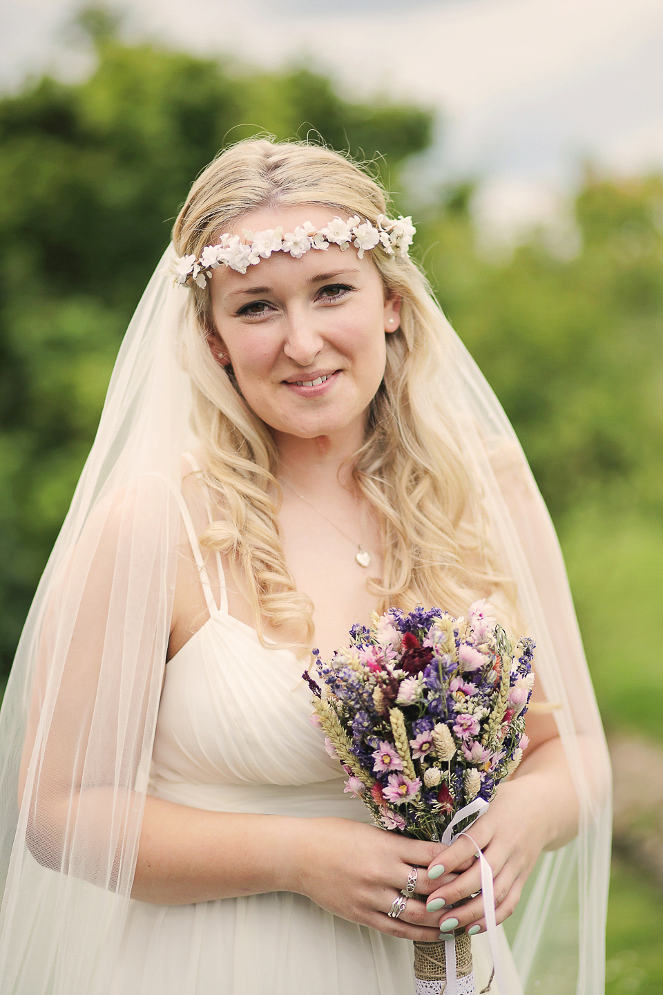 A boho bride and her woodland inspired wedding at Newon Hall, Northumberland. Photography by Helen Russell.