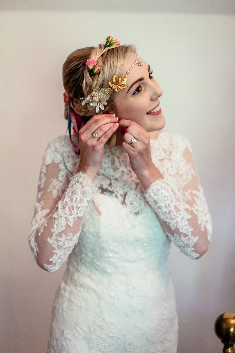 Lucy wore an Ellis Bridals gown for her quirky and colourful outdoor wedding. Photography by Cassandra Lane.