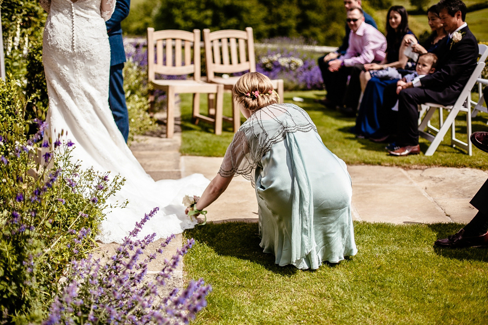 Lucy wore an Ellis Bridals gown for her quirky and colourful outdoor wedding. Photography by Cassandra Lane.